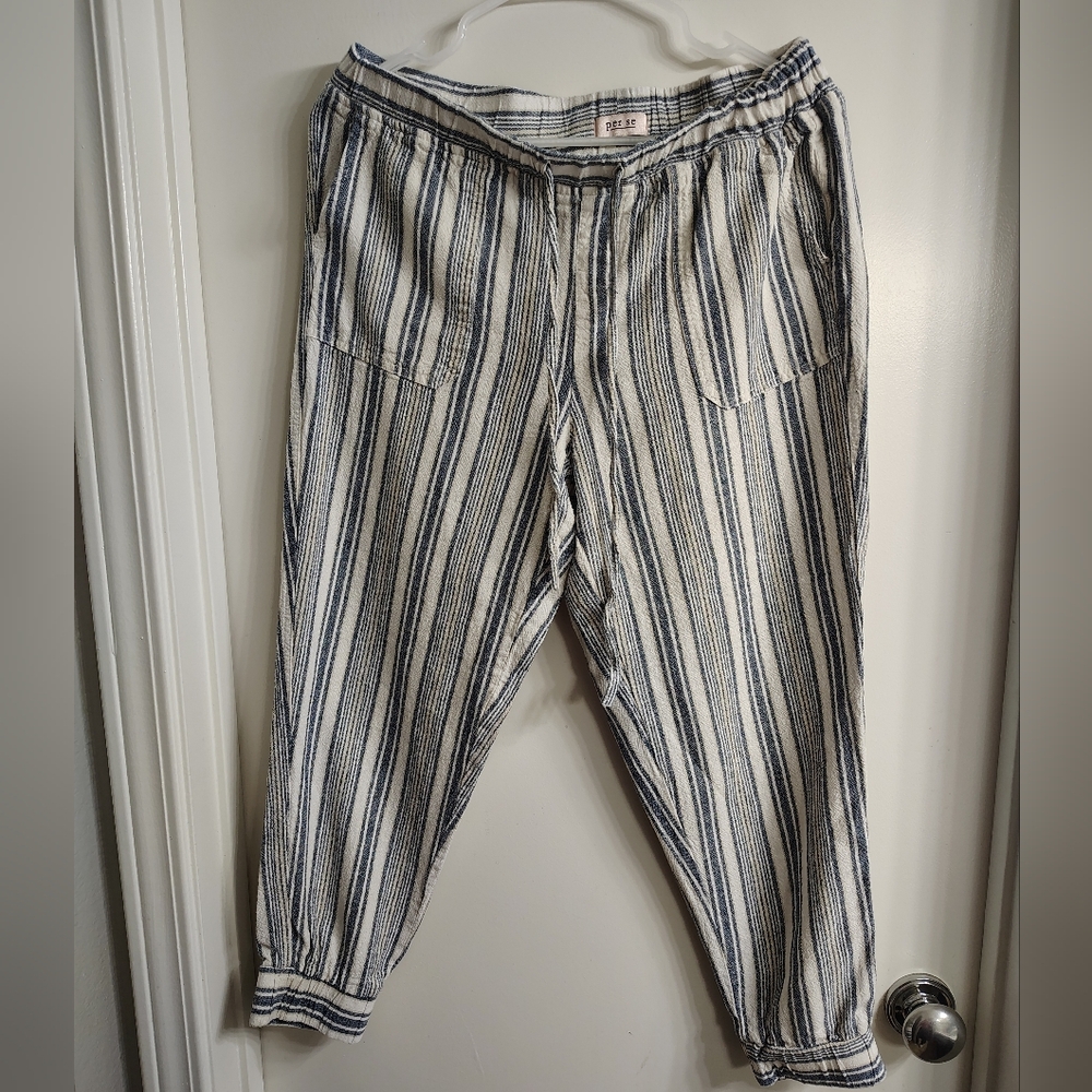 Striped Blue and White Women's Pants